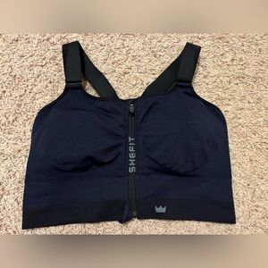 SHEFIT Size 3 Luxe Low Impact Sports Bra Adjustable Front Close Navy Black